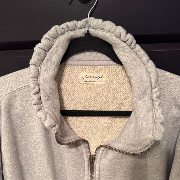 Free People Gray CeCe Oversized Zip Sweatshirt M EUC - Picture 7 of 9